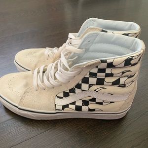 Vans Off the Wall High top Checkered w/ white flame Shoes